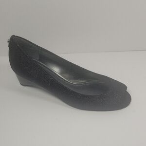 Elegant Black Stuart Weitzman Women's Wedge Peekaboo Shoes Sz 7.5